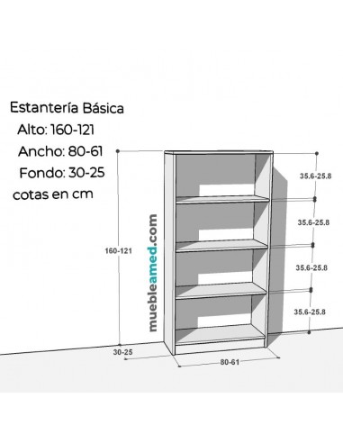 Estantería Básica. Alto 121-160 cm.