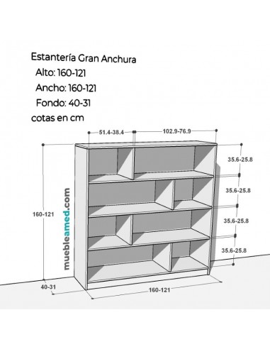 Estantería Gran Anchura. Alto 121-160...