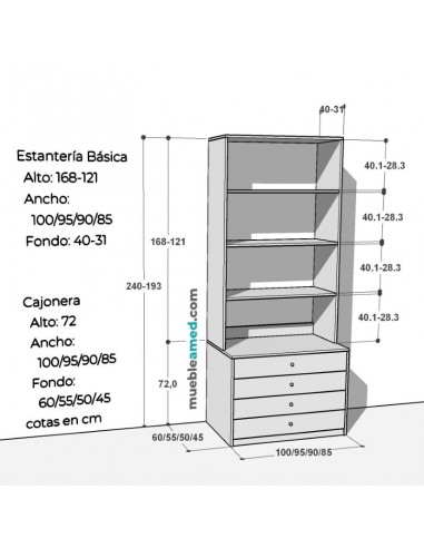 Estantería sobre Cajonera